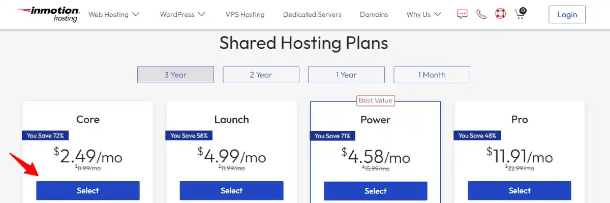 inmotion hosting shared hosting price