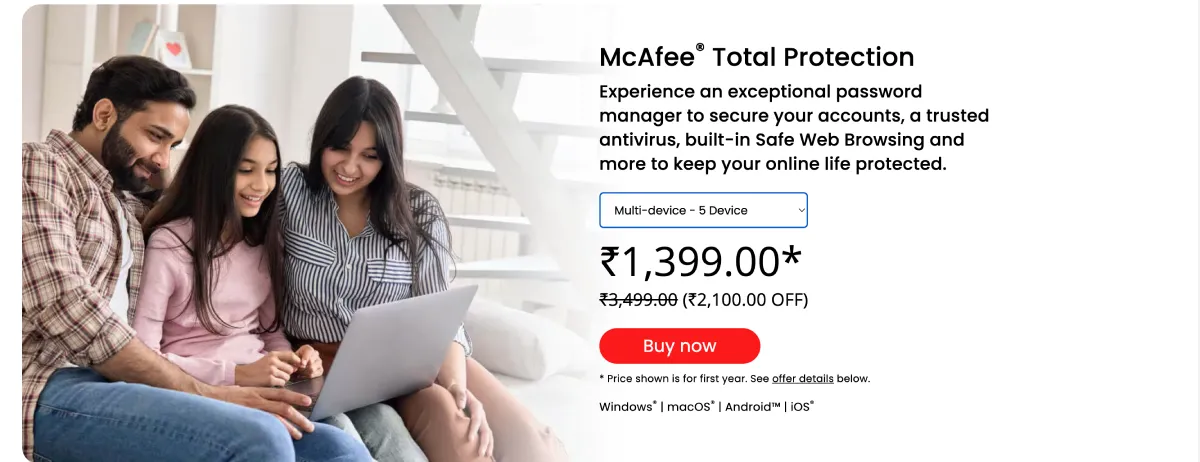 McAfee antivirus offer